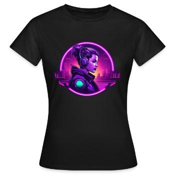 Cyberpunk Artwork - Frauen T-Shirt - Schwarz - Vorne - AI Model Female 172 dark (172cm)