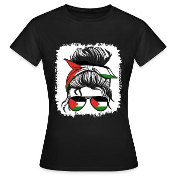 Palestine Drapeau Palestinien Filles Palestiniennes - T-shirt Femme - noir - Devant - AI Model Female 172 dark (172cm)