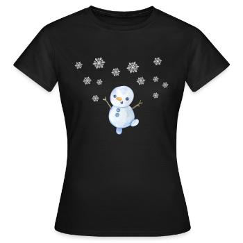 Bonhomme de neige avec des flocons de neige - T-shirt Femme - noir - Devant - AI Model Female 172 dark (172cm)