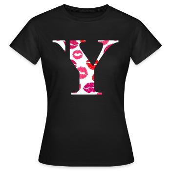 Brief und Küsse - Frauen T-Shirt - Schwarz - Vorne - AI Model Female 172 dark (172cm)