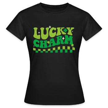 Glücksbringer - St. Patrick's Day Kleeblatt - Frauen T-Shirt - Schwarz - Vorne - AI Model Female 172 dark (172cm)