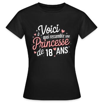 Princesse de 18 Ans - T-shirt Femme - noir - Devant - AI Model Female 172 dark (172cm)
