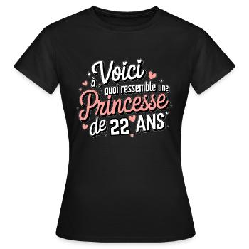 Princesse de 22 Ans - T-shirt Femme - noir - Devant - AI Model Female 172 dark (172cm)