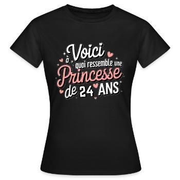 24 Year Old Princess - Women's T-Shirt - black - Front - AI Model Female 172 dark (172cm)