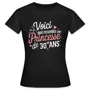 30 Jahre alte Prinzessin - Frauen T-Shirt - Schwarz - Vorne - AI Model Female 172 dark (172cm)