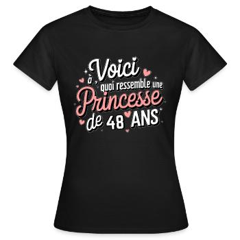 48 Year Old Princess - Women's T-Shirt - black - Front - AI Model Female 172 dark (172cm)