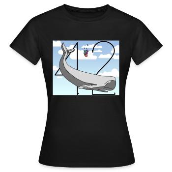 H2G2 Fan Art. Sperm whale and petunia falling. 42 - Women's T-Shirt - black - Front - AI Model Female 172 dark (172cm)