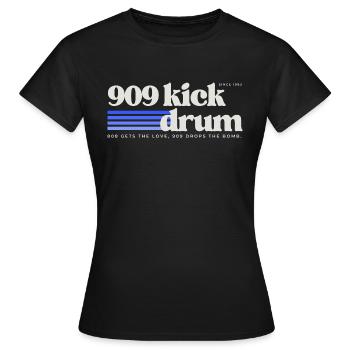 909 Kickdrum (Early Gabber Oldschool Hardcore) - Frauen T-Shirt - Schwarz - Vorne - AI Model Female 172 dark (172cm)