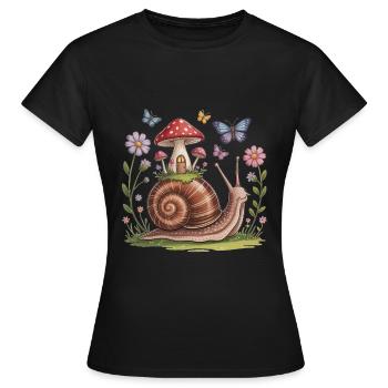 Whimsical Snail Cottagecore - Women's T-Shirt - black - Front - AI Model Female 172 dark (172cm)