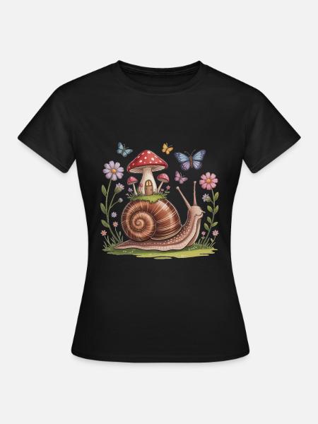 Skurrile Schnecke Cottagecore - Frauen T-Shirt - Schwarz