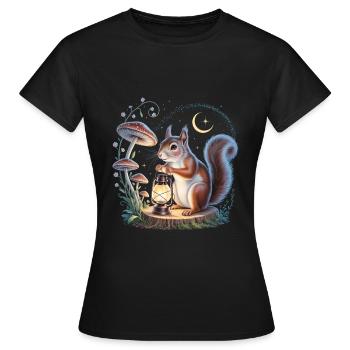 Whimsical Squirrel Cottagecore - Women's T-Shirt - black - Front - AI Model Female 172 dark (172cm)