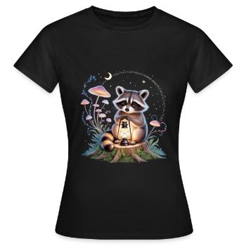 Whimsical Raccoon Cottagecore - Women's T-Shirt - black - Front - AI Model Female 172 dark (172cm)