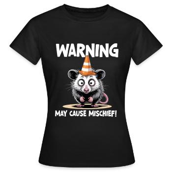 Un avertissement amusant pour les opossums peut causer des méfaits - T-shirt Femme - noir - Devant - AI Model Female 172 dark (172cm)