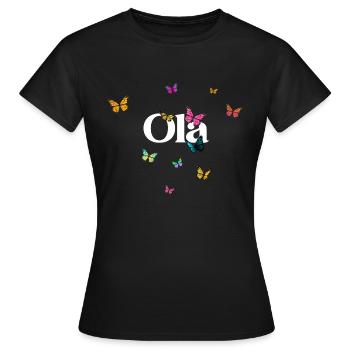 OLA - Beau nom de fille avec des papillons - T-shirt Femme - noir - Devant - AI Model Female 172 dark (172cm)