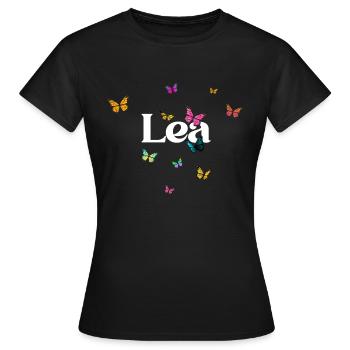 LEA - Schöner Mädchen Name mit Schmetterlingen - Frauen T-Shirt - Schwarz - Vorne - AI Model Female 172 dark (172cm)