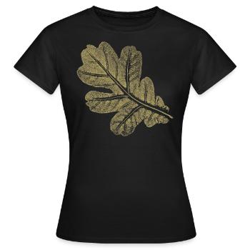 Feuille de chêne - Feuille/ Chêne - Naturel - T-shirt Femme - noir - Devant - AI Model Female 172 dark (172cm)