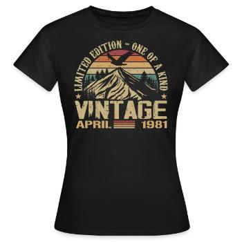 April 1981 Jubiläum April 1981 Geschenk 1981 - Frauen T-Shirt - Schwarz - Vorne - AI Model Female 172 dark (172cm)