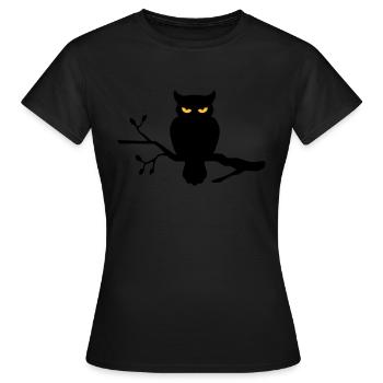 Eule auf Ast - Frauen T-Shirt - Schwarz - Vorne - AI Model Female 172 dark (172cm)