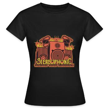 Vintage Stereophonic Hifi Quadrofonie Lautsprecher - Frauen T-Shirt - Schwarz - Vorne - AI Model Female 172 dark (172cm)