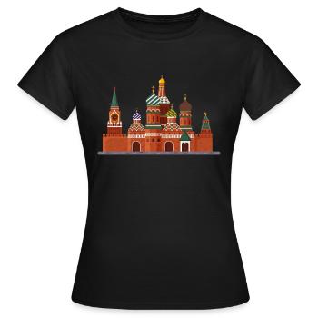 Kreml Moskau Sehenswürdigkeit - Frauen T-Shirt - Schwarz - Vorne - AI Model Female 172 dark (172cm)