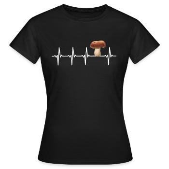 Cueillette de champignons cueilleur de champignons battement de coeur - T-shirt Femme - noir - Devant - AI Model Female 172 dark (172cm)