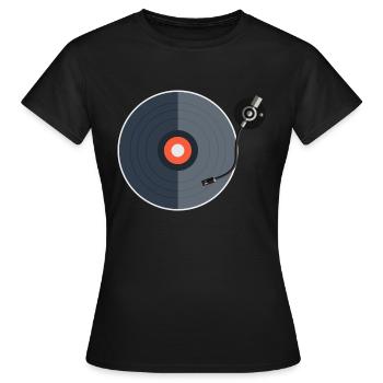 turntable - Frauen T-Shirt - Schwarz - Vorne - AI Model Female 172 dark (172cm)