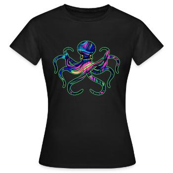 Krake fluoreszent by The Manzanita´s - Frauen T-Shirt - Schwarz - Vorne - AI Model Female 172 dark (172cm)