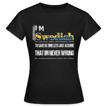 En suédois - T-shirt Femme - noir - Devant - AI Model Female 172 dark (172cm)