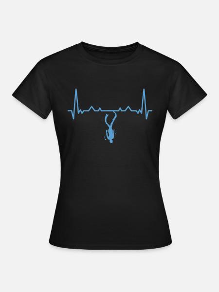 Apnoetauchen Tauchen Taucher Herzschlag Geschenk - Dame-T-shirt - sort