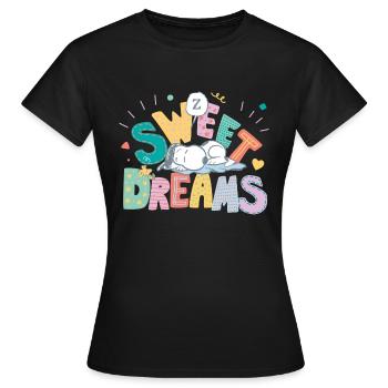 Peanuts Snoopy Sweet Dreams Süße Träume - Frauen T-Shirt - Schwarz - Vorne - AI Model Female 172 dark (172cm)