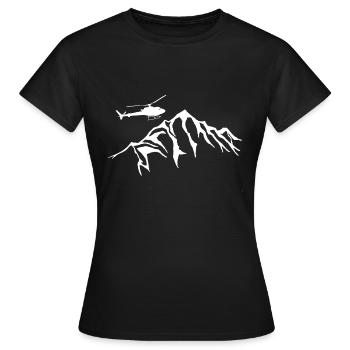 Helicopter over the mountains - Women's T-Shirt - black - Front - AI Model Female 172 dark (172cm)