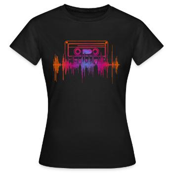 Retro Cassette Musician Gift Music Soundwave - Women's T-Shirt - black - Front - AI Model Female 172 dark (172cm)
