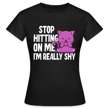 Arrêtez de me draguer, je suis timide - T-shirt Femme - noir - Devant - AI Model Female 172 dark (172cm)
