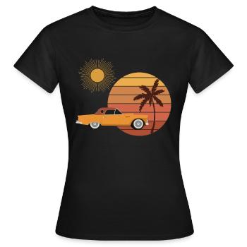 Retro Car Sunset - Frauen T-Shirt - Schwarz - Vorne - AI Model Female 172 dark (172cm)