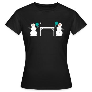 Schneemann Tischtennis Schneeball - Frauen T-Shirt - Schwarz - Vorne - AI Model Female 172 dark (172cm)