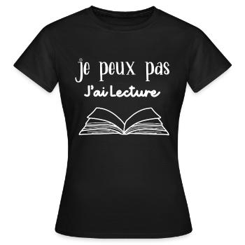 Je Peux Pas J'ai Lecture - T-shirt Femme - noir - Devant - AI Model Female 172 dark (172cm)