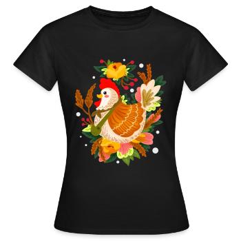 Une mère poule fait éclore des œufs d’élevage de poulets - T-shirt Femme - noir - Devant - AI Model Female 172 dark (172cm)