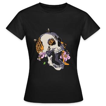 Abeilles Crâne Nid d’abeille Nid d’abeilles Apiculteurs Abeilles mellifères - T-shirt Femme - noir - Devant - AI Model Female 172 dark (172cm)