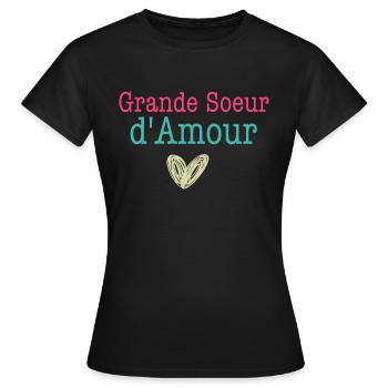 grande soeur d Amour - T-shirt Femme - noir - Devant - AI Model Female 172 dark (172cm)