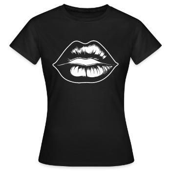 Lips, mouth, kissing lips - Women's T-Shirt - black - Front - AI Model Female 172 dark (172cm)