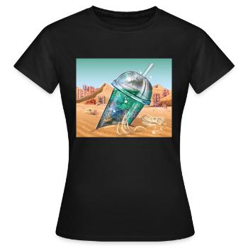 La nature dans un gobelet en plastique - BPlanet - T-shirt Femme - noir - Devant - AI Model Female 172 dark (172cm)