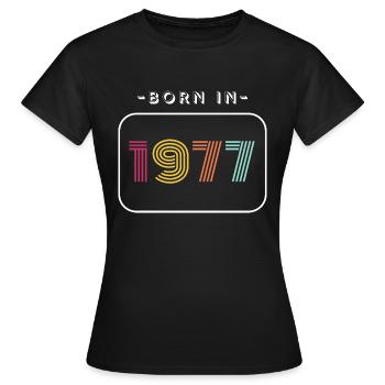 Jahrgang Geburtsdatum 1977 - Frauen T-Shirt - Schwarz - Vorne - AI Model Female 172 dark (172cm)