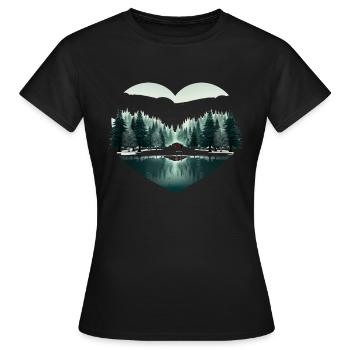Liebe Herz und Natur in Weihnachten - Frauen T-Shirt - Schwarz - Vorne - AI Model Female 172 dark (172cm)