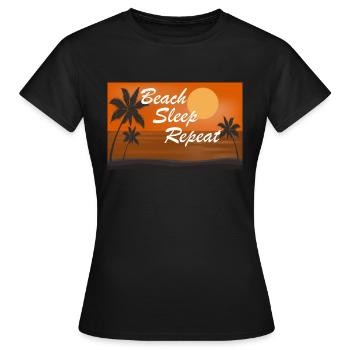 Strandschlaf Wiederholung 8 - Frauen T-Shirt - Schwarz - Vorne - AI Model Female 172 dark (172cm)