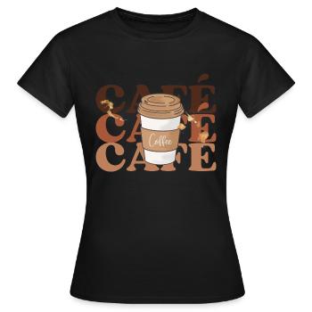 café café café - T-shirt Femme - noir - Devant - AI Model Female 172 dark (172cm)