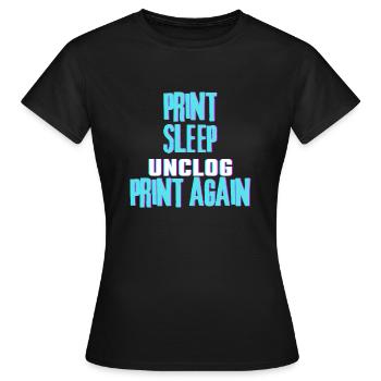 Print Sleep Unclog Print again - Women's T-Shirt - black - Front - AI Model Female 172 dark (172cm)