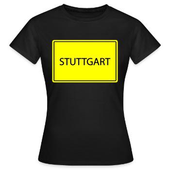 Panneau de signalisation Stuttgart - T-shirt Femme - noir - Devant - AI Model Female 172 dark (172cm)