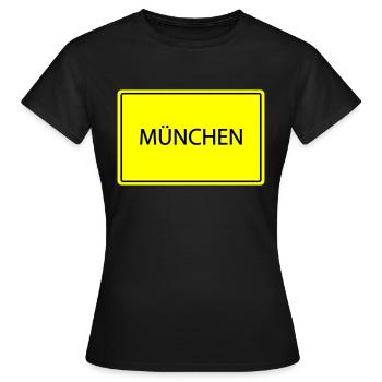 ortsschild münchen - Frauen T-Shirt - Schwarz - Vorne - AI Model Female 172 dark (172cm)