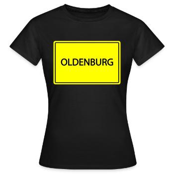 Panneau de la ville d’Oldenburg - T-shirt Femme - noir - Devant - AI Model Female 172 dark (172cm)