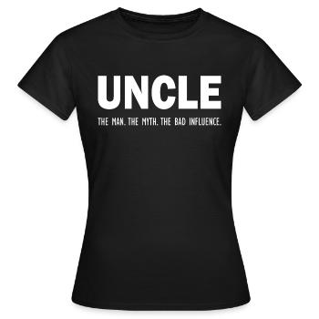 L’ONCLE L’HOMME. LE MYTHE. LA MAUVAISE INFLUENCE - T-shirt Femme - noir - Devant - AI Model Female 172 dark (172cm)